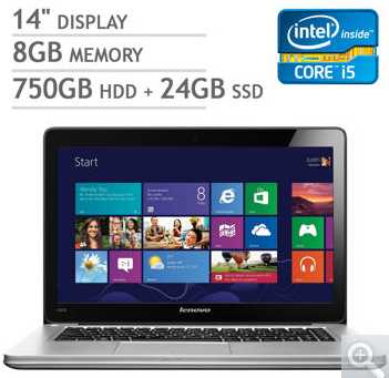 Lenovo IdeaPad U410 14" Ultrabook w/ Intel Core i5-3317U 1.7GHz, 8GB DDR3 RAM, 750GB HDD + 24GB SSD, Windows 8