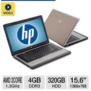 HP 635 LJ512UT 15.6" Notebook PC w/ AMD Dual-Core E-300 1.3GHz, 4GB DDR3, 320GB HDD, Radeon HD 6310, DVDRW