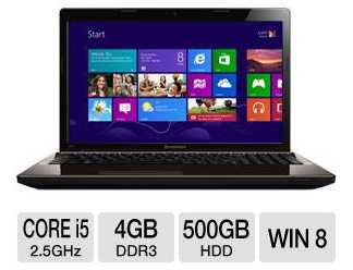 Lenovo G580 59344054 15.6-Inch Notebook PC w/ i5-3210M 2.5GHz, 4GB DDR3, 500GB HDD, DVDRW, Windows 8