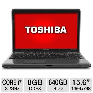 Toshiba Satellite P755-EZ1511D 15.6" Notebook w/ Core i7-2670QM 2.2GHz, 8GB DDR3, 640GB HDD, DVDRW, Windows 7