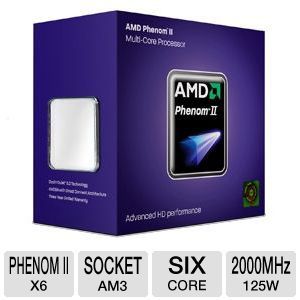 AMD Phenom II X6 1055T Processor - AMD Phenom II X6, 2000 Bus Speed, 3072 L2 Cache, Socket AM3, 125W